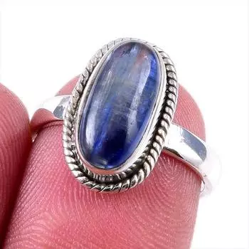 Natural Kyanite Gemstone Handmade 925 Solid Sterling Silver Gift Ring S.6 d0N49