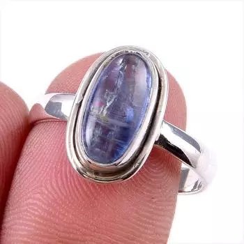 Natural Kyanite Gemstone Handmade 925 Solid Sterling Silver Gift Ring S.9 c1l04