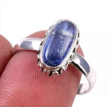 Natural Kyanite Gemstone Handmade 925 Solid Sterling Silver Gift Ring S.8 h4D29