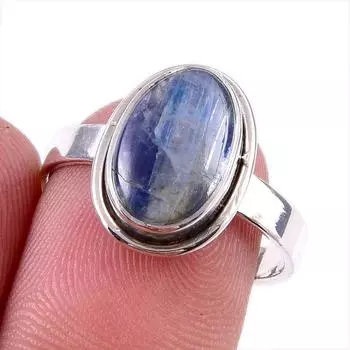 Natural Kyanite Gemstone Handmade 925 Solid Sterling Silver Gift Ring S.8 r6Z02