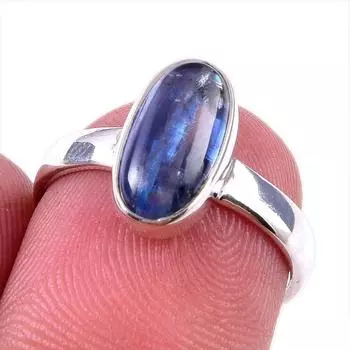 Natural Kyanite Gemstone Handmade 925 Solid Sterling Silver Gift Ring S.6 J3z34