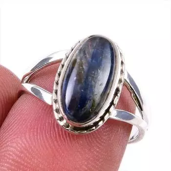 Natural Kyanite Gemstone Handmade 925 Solid Sterling Silver Gift Ring S.7 k6Q59