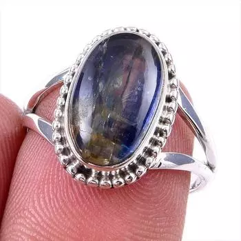 Natural Kyanite Gemstone Handmade 925 Solid Sterling Silver Gift Ring S.7 y3d34