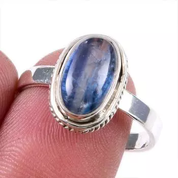 Natural Kyanite Gemstone Handmade 925 Solid Sterling Silver Gift Ring S.9 d9n08