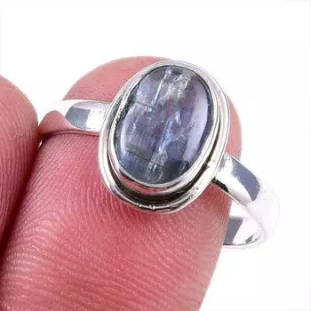 Natural Kyanite Gemstone Handmade 925 Solid Sterling Silver Gift Ring S.10 U4R18
