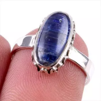Natural Kyanite Gemstone Handmade 925 Solid Sterling Silver Gift Ring S.6 o1K48