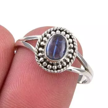 Natural Kyanite Gemstone Handmade 925 Sterling Silver Jewelry Ring Size 7.5 S1U73