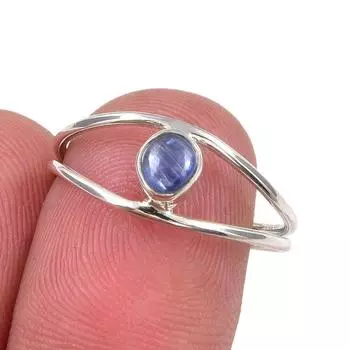 Natural Kyanite Gemstone Handmade 925 Sterling Silver Jewelry Ring Size 7.5 Z3q30