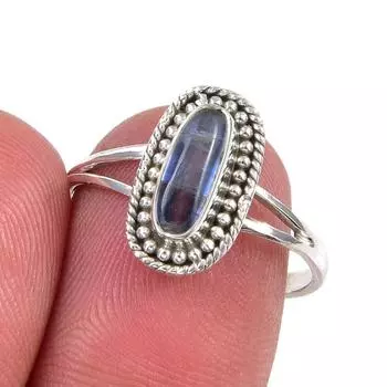 Natural Kyanite Gemstone Handmade 925 Sterling Silver Jewelry Ring Size 8 s2u09