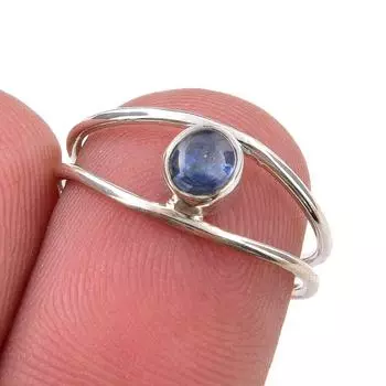 Natural Kyanite Gemstone Handmade 925 Sterling Silver Jewelry Ring Size 6 v9Y63