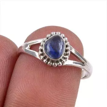 Natural Kyanite Gemstone Handmade 925 Sterling Silver Jewelry Ring Size 7 k7Y82