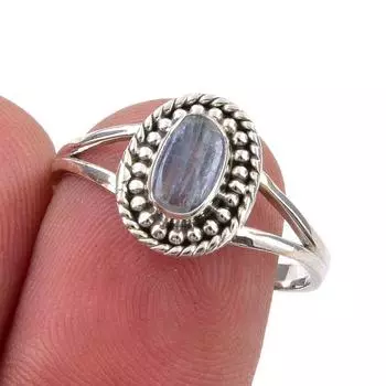 Natural Kyanite Gemstone Handmade 925 Sterling Silver Jewelry Ring Size 8 E8b39