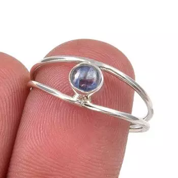 Natural Kyanite Gemstone Handmade 925 Sterling Silver Jewelry Ring Size 7.5 s4B56