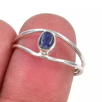 Natural Kyanite Gemstone Handmade 925 Sterling Silver Jewelry Ring Size 7.5 U9K73