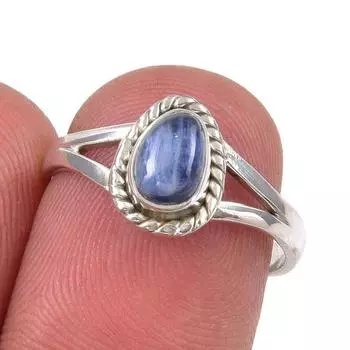 Natural Kyanite Gemstone Handmade 925 Sterling Silver Jewelry Ring Size 6.5 c7U37