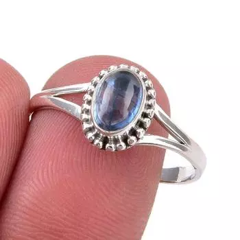 Natural Kyanite Gemstone Handmade 925 Sterling Silver Jewelry Ring Size 10 P5f96