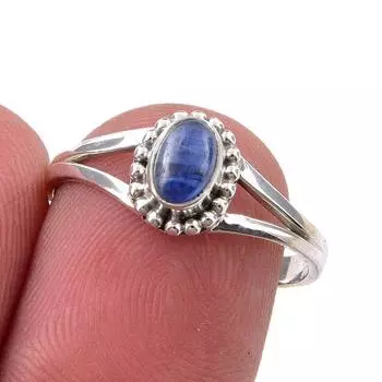Natural Kyanite Gemstone Handmade 925 Sterling Silver Jewelry Ring Size 7 q5E21