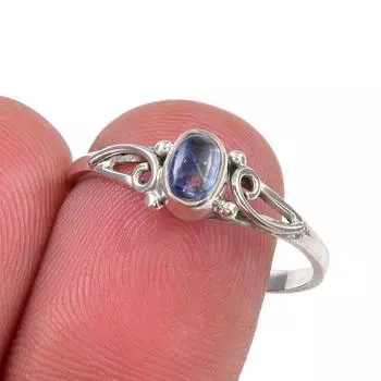 Natural Kyanite Gemstone Handmade 925 Sterling Silver Jewelry Ring Size 9 o6t75