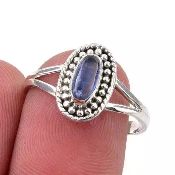 Natural Kyanite Gemstone Handmade 925 Sterling Silver Jewelry Ring Size 7.5 q2i21