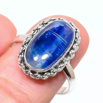 Natural Kyanite Gemstone Handmade 925 Sterling Silver Jewelry Ring Size 9.5 Y0A65