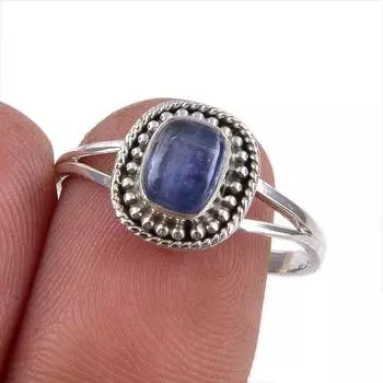 Natural Kyanite Gemstone Handmade 925 Sterling Silver Jewelry Ring Size 8 J4R06