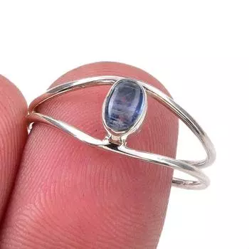 Natural Kyanite Gemstone Handmade 925 Sterling Silver Jewelry Ring Size 9 p0e89