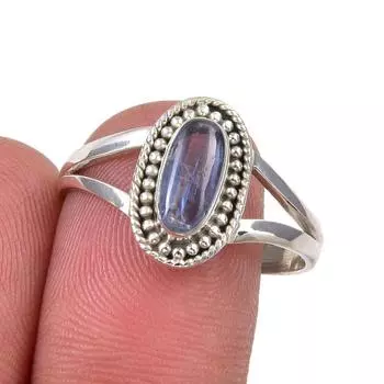 Natural Kyanite Gemstone Handmade 925 Sterling Silver Jewelry Ring Size 9.5 i0j90