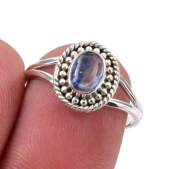 Natural Kyanite Gemstone Handmade 925 Sterling Silver Jewelry Ring Size 6.5 c9H53