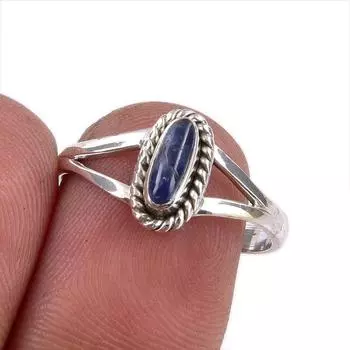 Natural Kyanite Gemstone Handmade 925 Sterling Silver Jewelry Ring Size 8 q5O65