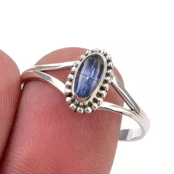 Natural Kyanite Gemstone Handmade 925 Sterling Silver Jewelry Ring Size 10 g6F24