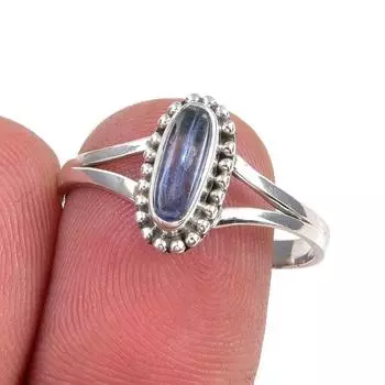 Natural Kyanite Gemstone Handmade 925 Sterling Silver Jewelry Ring Size 8 T0W19