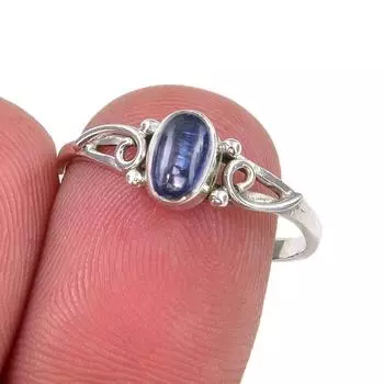 Natural Kyanite Gemstone Handmade 925 Sterling Silver Jewelry Ring Size 8 Q8T52