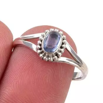 Natural Kyanite Gemstone Handmade 925 Sterling Silver Jewelry Ring Size 8 y2P56