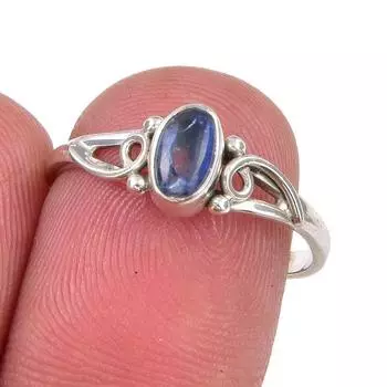 Natural Kyanite Gemstone Handmade 925 Sterling Silver Jewelry Ring Size 7 m0E87