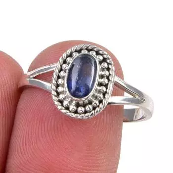 Natural Kyanite Gemstone Handmade 925 Sterling Silver Jewelry Ring Size 8.5 T5a20