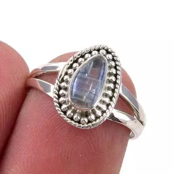 Natural Kyanite Gemstone Handmade 925 Sterling Silver Jewelry Ring Size 5.5 a9m07