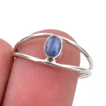 Natural Kyanite Gemstone Handmade 925 Sterling Silver Jewelry Ring Size 7.5 Z6D92