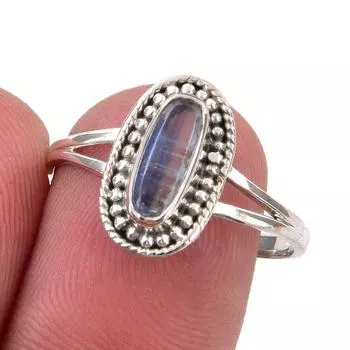 Natural Kyanite Gemstone Handmade 925 Sterling Silver Jewelry Ring Size 8 R7d82