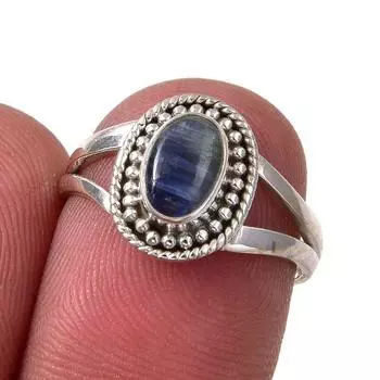 Natural Kyanite Gemstone Handmade 925 Sterling Silver Jewelry Ring Size 6 z5r88