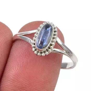 Natural Kyanite Gemstone Handmade 925 Sterling Silver Jewelry Ring Size 10 m5Z82