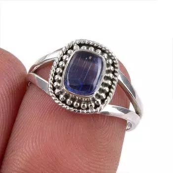 Natural Kyanite Gemstone Handmade 925 Sterling Silver Jewelry Ring Size 6 P3w22
