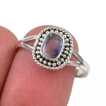 Natural Kyanite Gemstone Handmade 925 Sterling Silver Jewelry Ring Size 8 g5U55