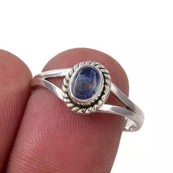 Natural Kyanite Gemstone Handmade 925 Sterling Silver Jewelry Ring Size 8 V7i88