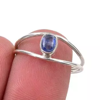 Natural Kyanite Gemstone Handmade 925 Sterling Silver Jewelry Ring Size 7.5 d1g40