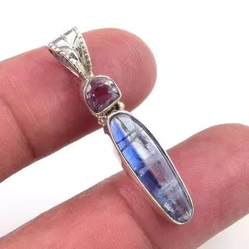 Natural Kyanite,Pink Amethyst 925 Solid Sterling Silver Gift Pendant 1.50 S0p30