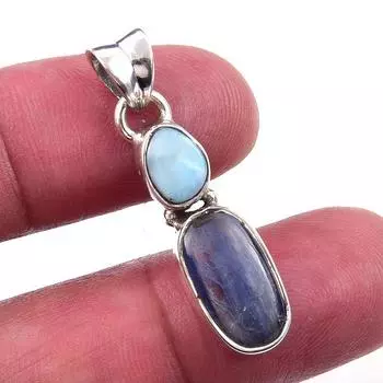 Natural Kyanite, Republic Larimar 925 Solid Sterling Silver Pendant 1.25 q8U69