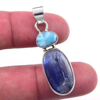 Natural Kyanite, Republic Larimar 925 Solid Sterling Silver Pendant 1.50 s7j29