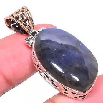 Natural Labradorite 925 Solid Sterling Silver Gift Tow Tone Pendant 1.65 T8g50