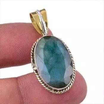 Natural Labradorite 925 Solid Sterling Silver Jewelry TwoTone Pendant 1.50 R5q70