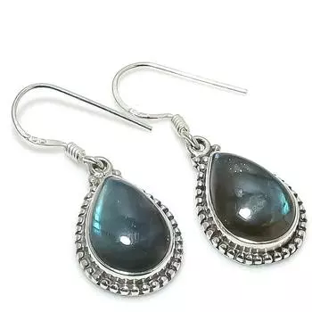 Natural Labradorite Gemstone 925 Solid Sterling Silver Gift Earring 1.25 v3W96